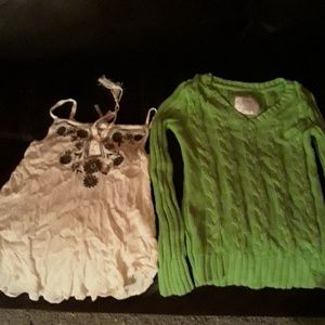 Size 8 girls shirt and lime sweater